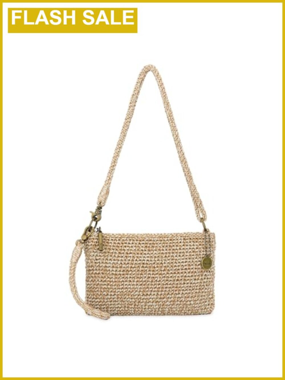 Hand Crocheted Wristlet Purse with Zipper Pockets - Vegan Certified Recycled